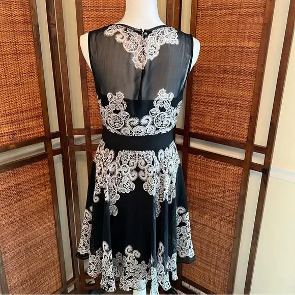 Karen Millen Black Gray Silk Cocktail Dress Lined Sleeveless Size 8 - Picture 6 of 12